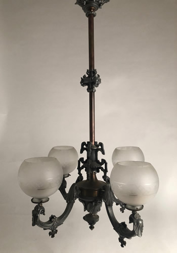 Gothic Revival 4-light Gas Chandelier